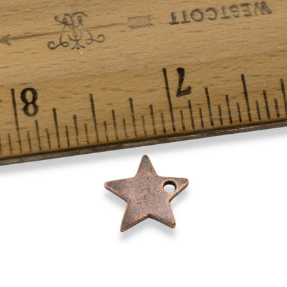Celestial Copper Star Charms, 2Pc Antique Metal Stamping Flat Tags, DIY Jewelry