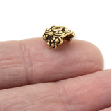 4 Gold Pendant Bead Caps, TierraCast Raja Flat Cap for Rectangle & Coin Beads