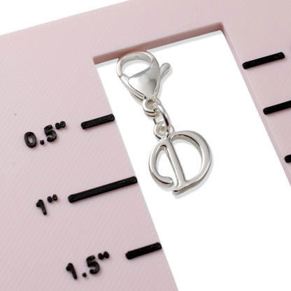 Silver Cursive Letter D Clip On Charm: Script Initial Dangle Lobster Clasp Personalized Journal Bracelet