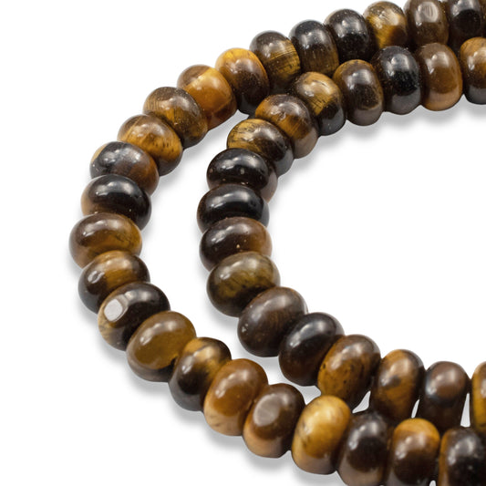 Tiger's Eye Beads, Rondelle 5mm x 8mm, Golden Brown Gemstone Strand, 78Pcs