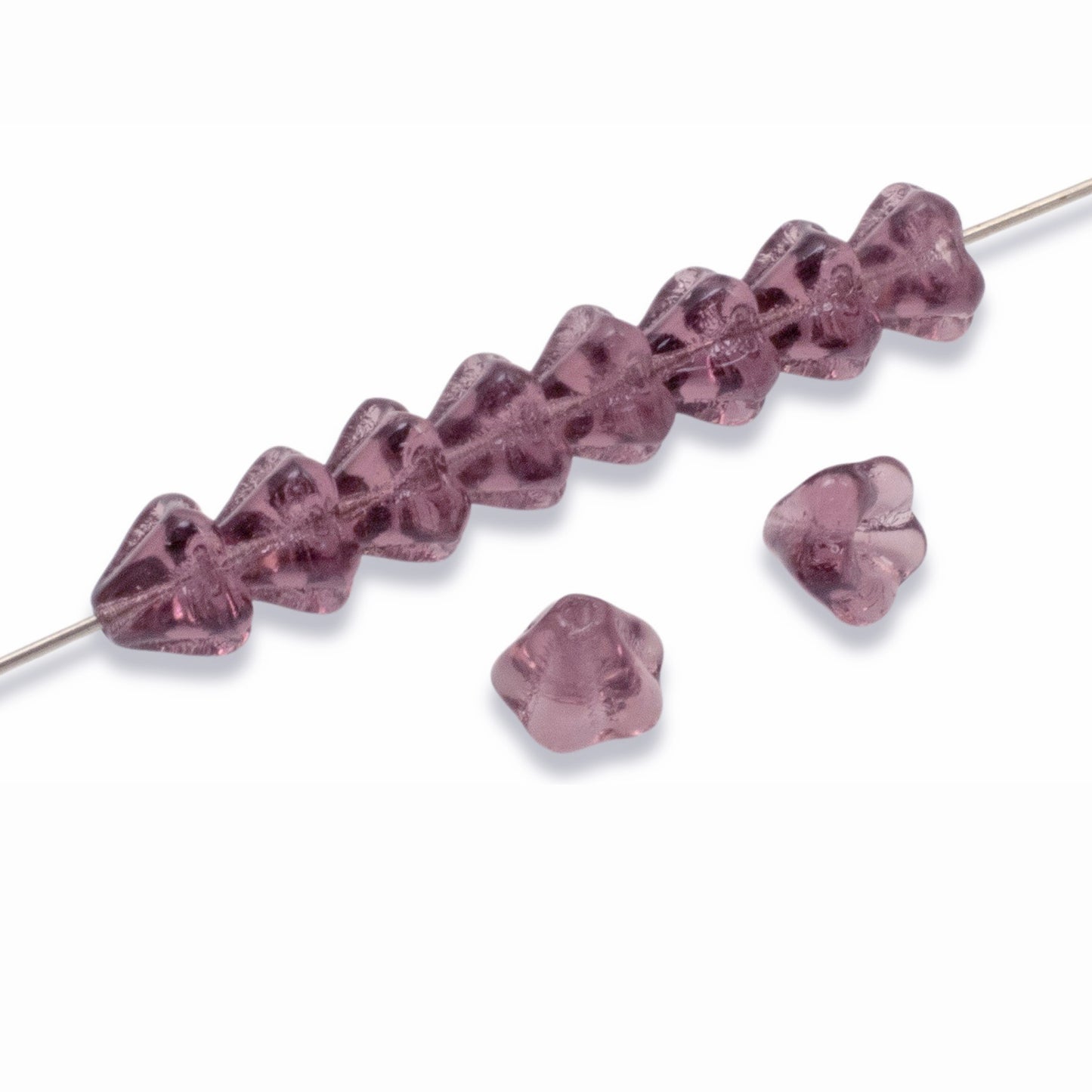 100pcs Amethyst Czech Glass Mini Bell Flower Beads, 4x6mm Purple Jewelry Making