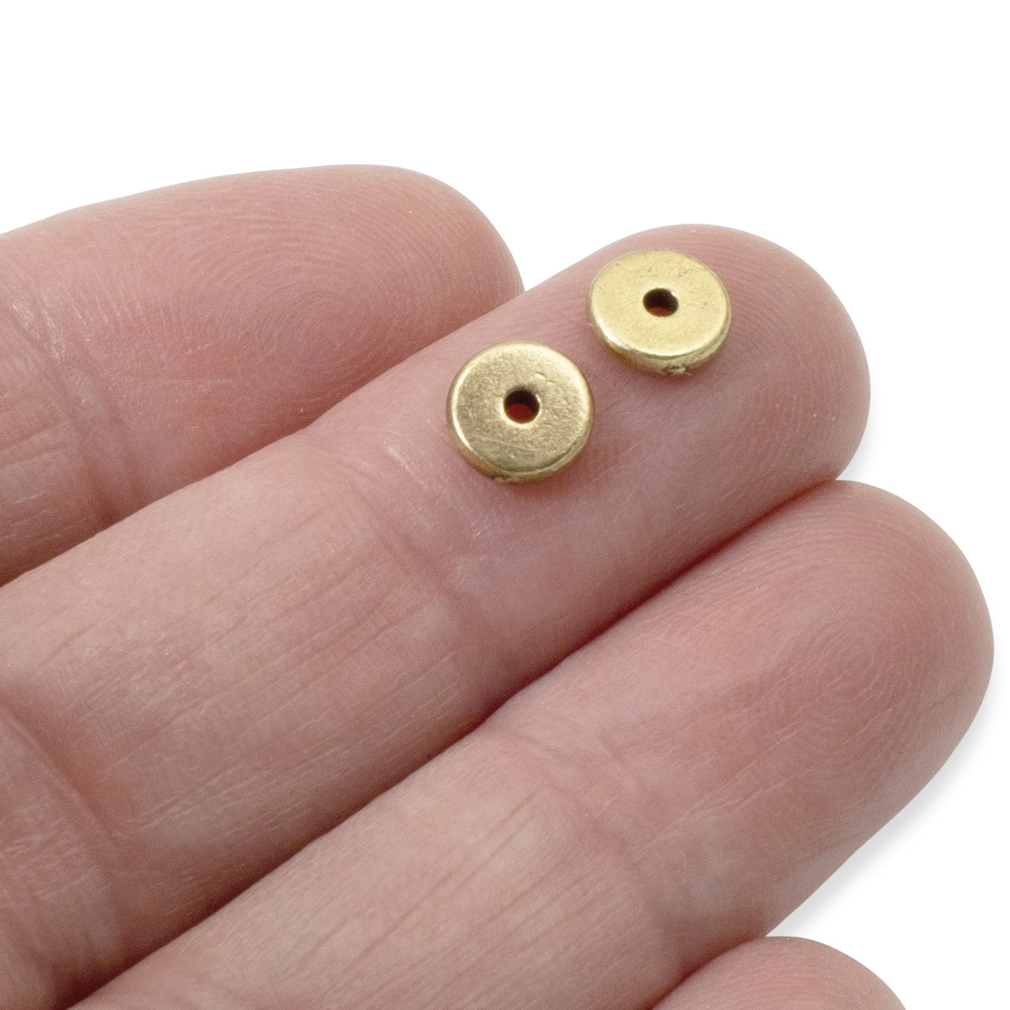 Antique Brass Disk Spacers 25-Pack, 7mm TierraCast Beads, Contemporary DIY Jewelry, Heishi Style