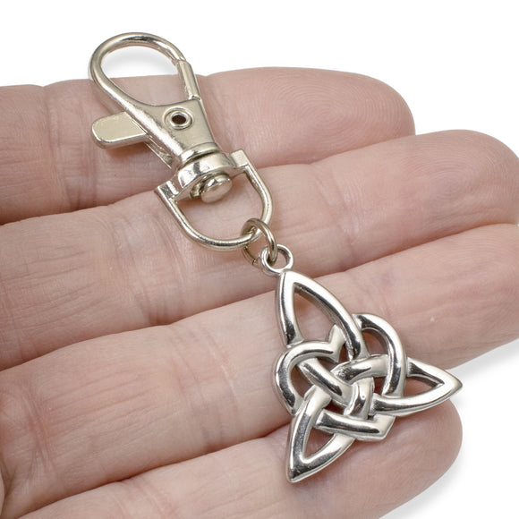 Celtic Triangle Key Fob, Intricate Open Knot Design, Clip-On Bag Accessory