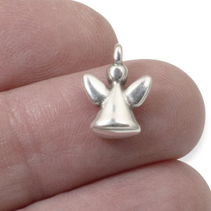 Silver Mini Angel Charms, 10-Pack Guardian Angel Pendants, Memorial Jewelry Gift