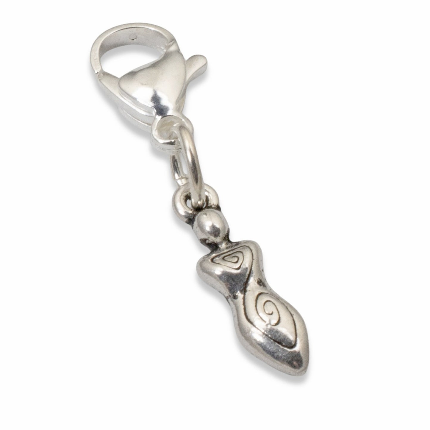 Silver Goddess Charm, Divine Feminine Jewelry, Spiritual Clip-On Accessory