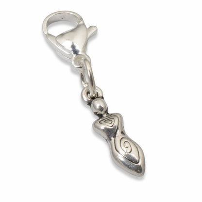 Silver Goddess Charm, Divine Feminine Jewelry, Spiritual Clip-On Accessory