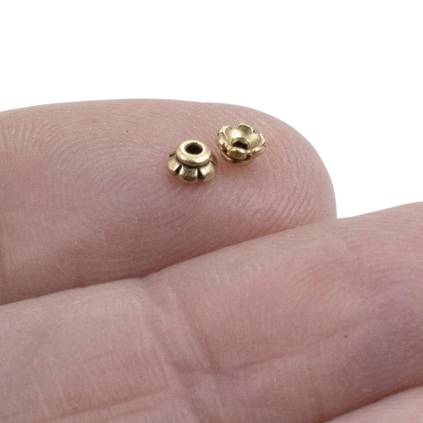Satin Brass Scalloped Bead Caps: Floral 4mm Delicate Earring Caps 20-Pack