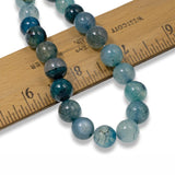 10mm Spider Vein Agate Beads in Teal Blue, Ideal for Jewelry Making and Crafts