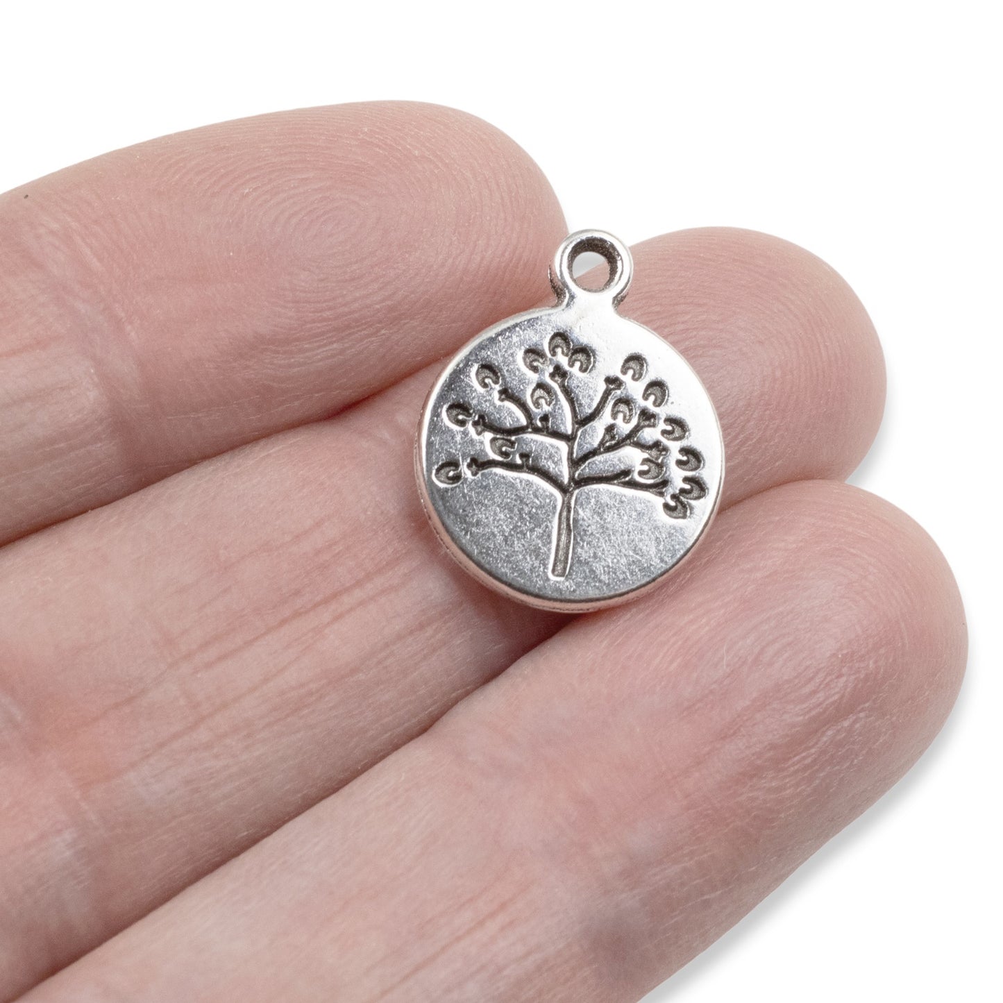 Tree Coin Charms 6-Pack: Silver Nature Tree of Life Spiritual Jewelry Making