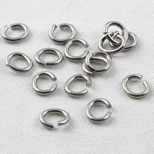 Titanium Oval Jump Rings, Small 15-Pack, Hypoallergenic Open Findings