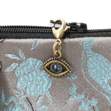 Blue Crystal Evil Eye Clip-on Charm, Vintage Brass Finish, Purse & Jewelry Bling