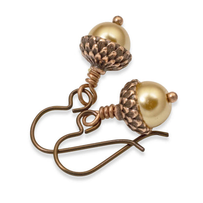 Gold Acorn DIY Earring Kit, Autumn Jewelry-Making, Hypoallergenic Niobium Hooks