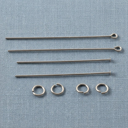 Niobium Earring Kit Gray, Complete Findings for 2 Pairs, Just Add Beads, Hypoallergenic Jewelry Making