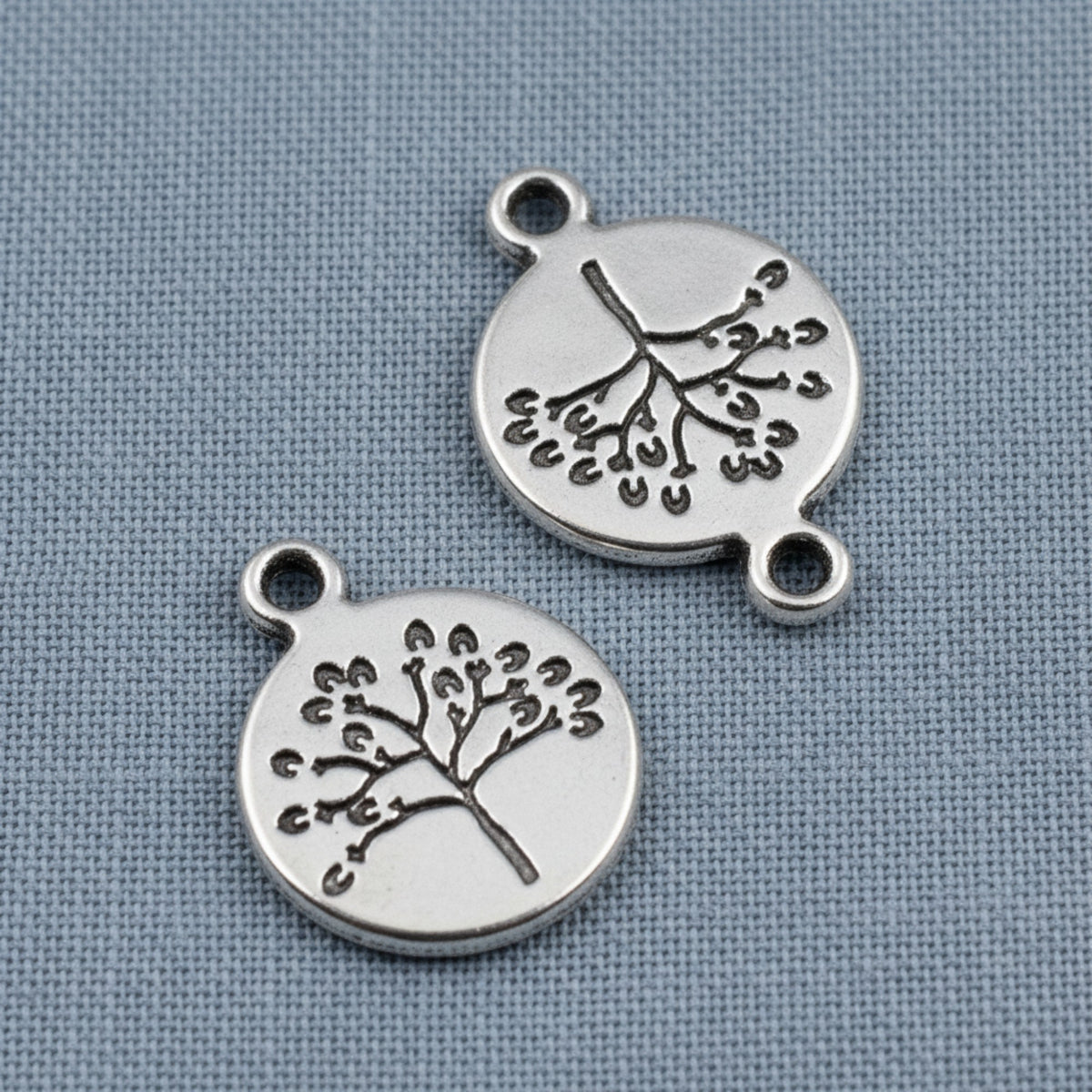 Tree Coin Charms 6-Pack: Silver Nature Tree of Life Spiritual Jewelry Making