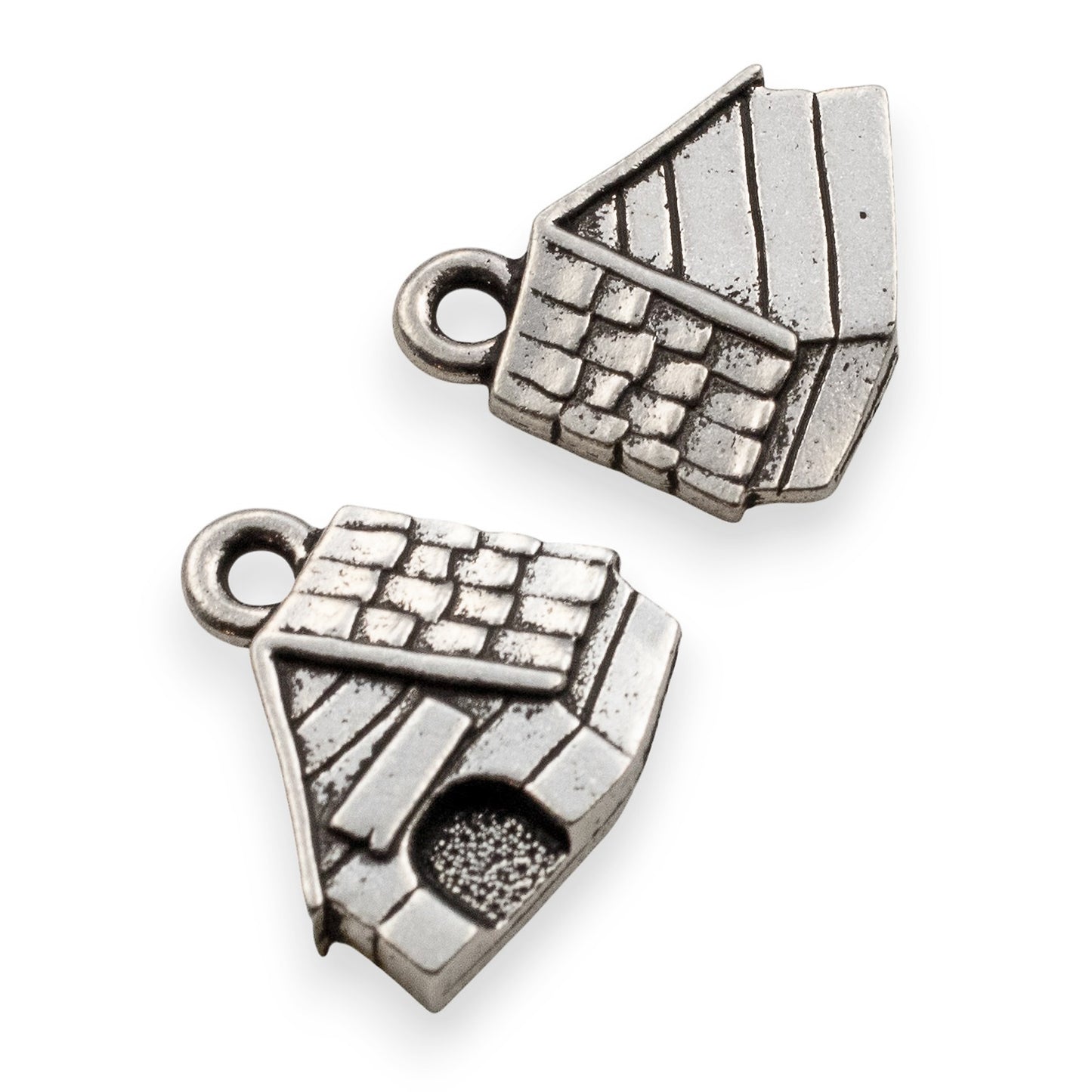 TierraCast Dog House Charms - Silver Pewter Pet Lover Jewelry Components 2 Pack