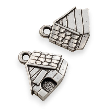 TierraCast Dog House Charms - Silver Pewter Pet Lover Jewelry Components 2 Pack