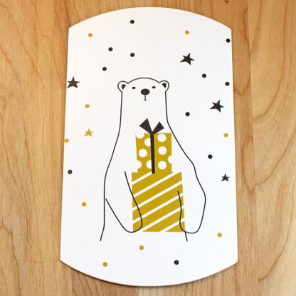 Polar Bear Gift Boxes, 5-Pack Holiday Pillow Boxes, Whimsical Christmas Packaging Set