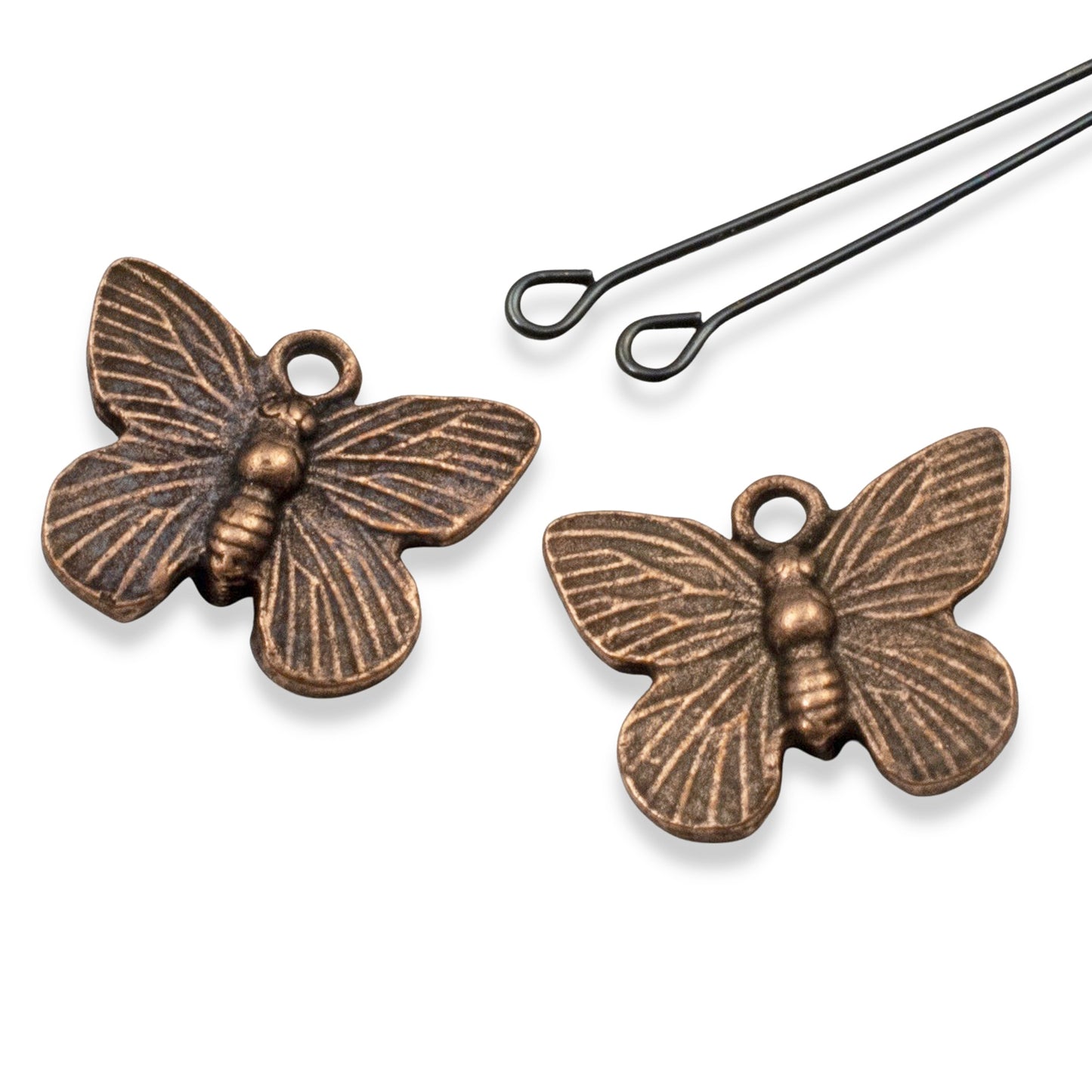 Antique Copper Butterfly Charms, 2-Pack Animal Lover Nature Jewelry, USA Made
