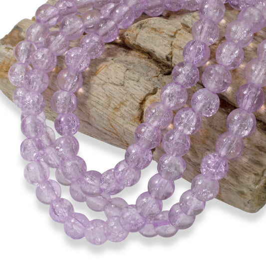 100 Glass Crackle Beads - Lavender - 6mm Round Bead Pack - DIY Jewelry-Making