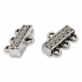 2 Pc Silver 3 to 1 Deco Rose Links - Multi-Strand Connectors - TierraCast Pewter