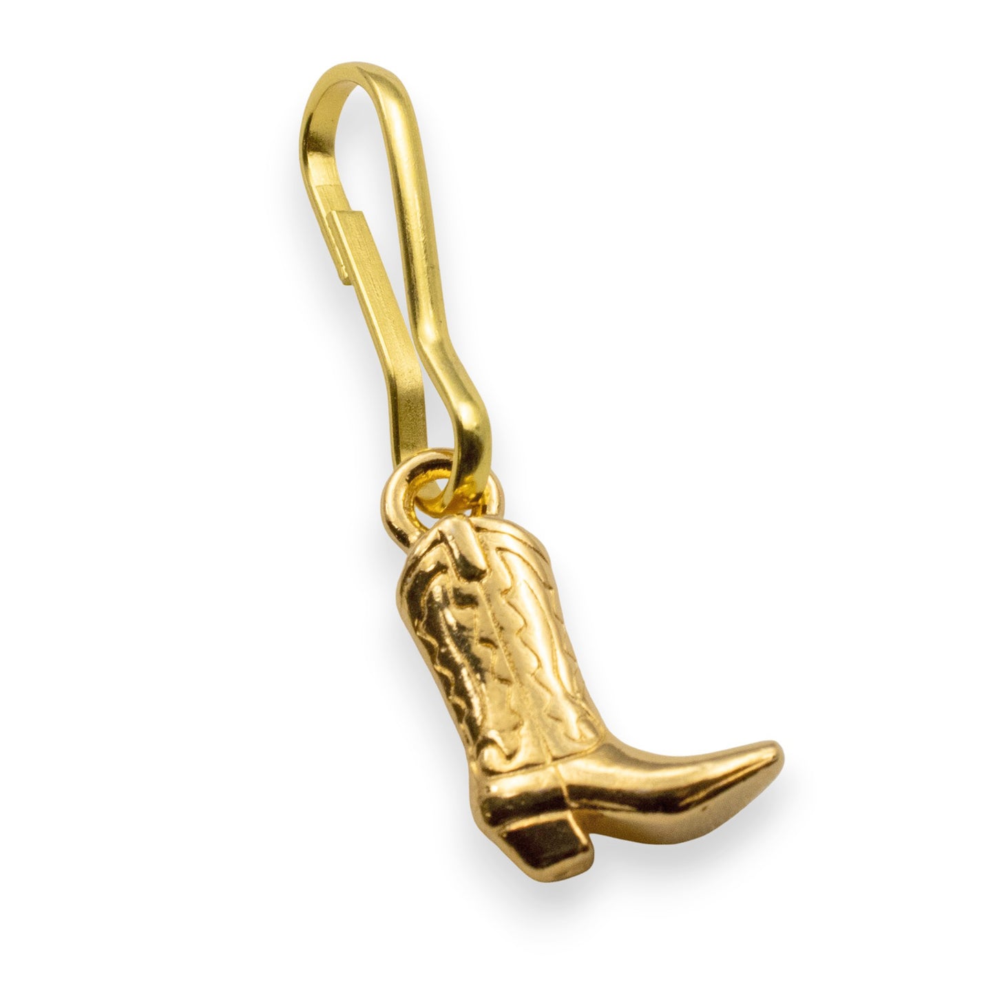Cowgirl Boot Zipper Charm: Gold Plated Western Southwestern Bag Keychain Clip