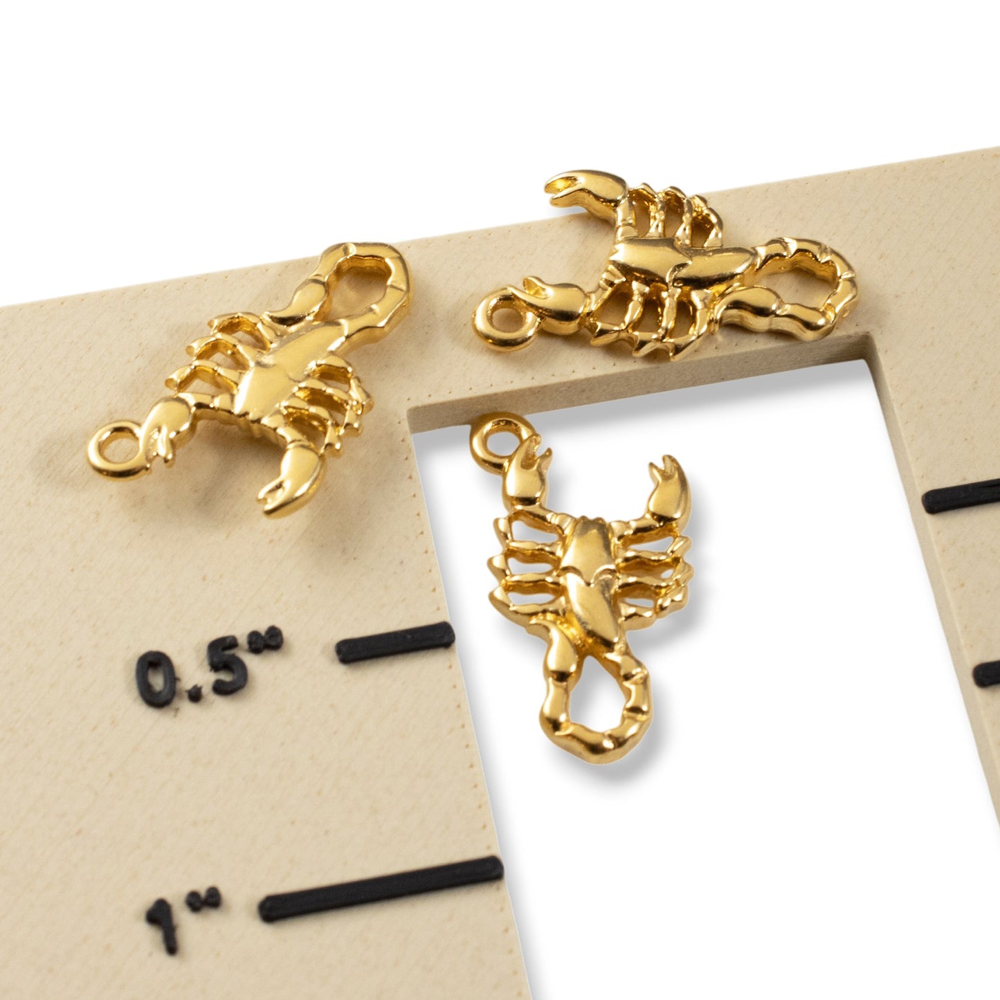 Scorpion Charm Gold Plated: Scorpio Zodiac Celestial 24K 4-Pack