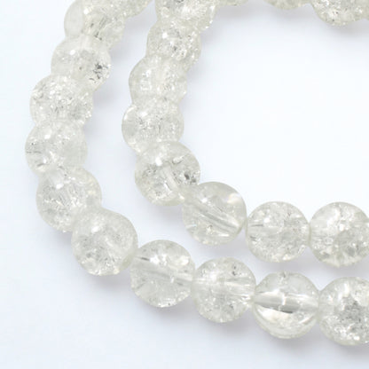 Transparent 8mm Crackle Glass Beads 50-Pack for Jewelry and Craft Projects