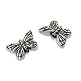 2 Silver Butterfly Beads, TierraCast Insect Beads for Handmade Jewelry & Crafts