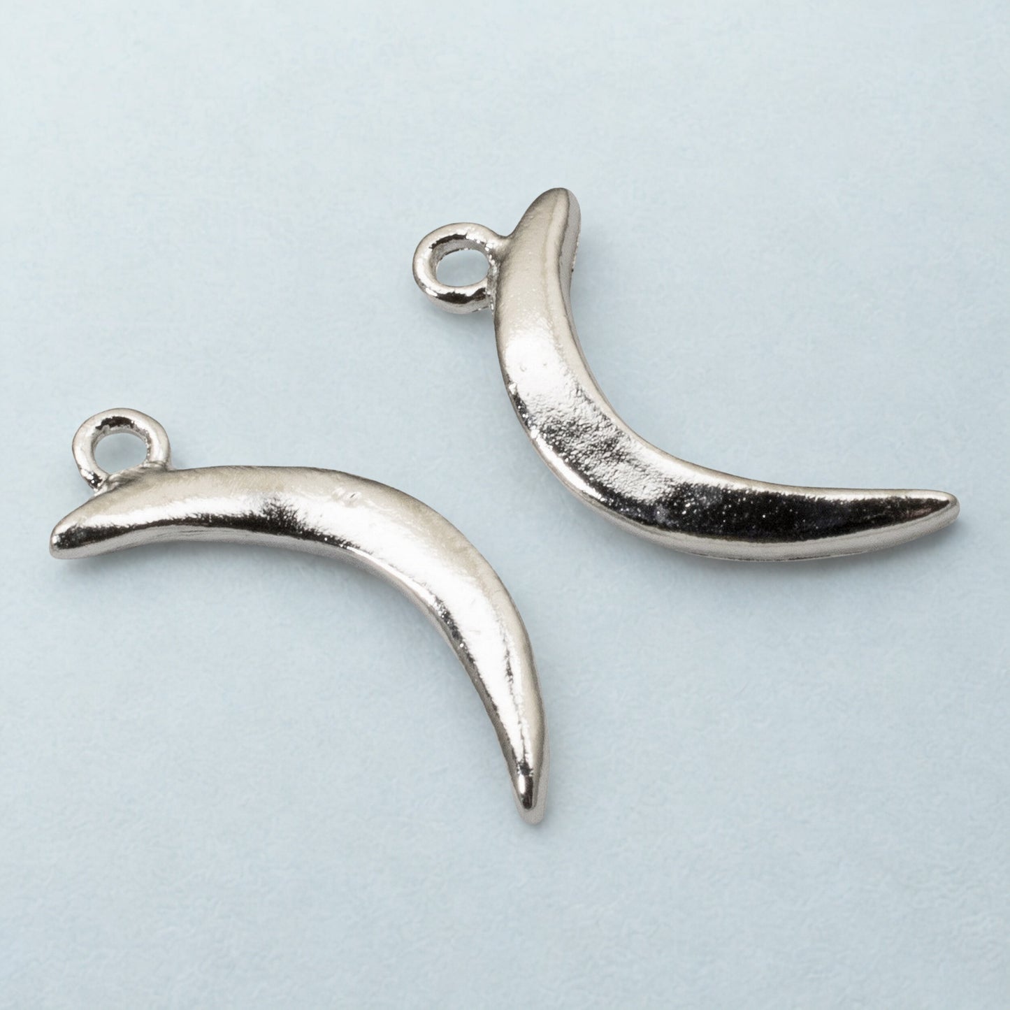 Primitive Moon Charms Silver: Celestial Crescent Sterling Jewelry Making 2-Pack