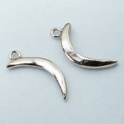 Primitive Moon Charms Silver: Celestial Crescent Sterling Jewelry Making 2-Pack
