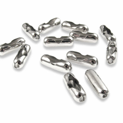 Silver Ball Chain Connectors, 50-Pack Nickel Plated Brass, DIY Jewelry Making
