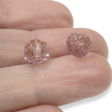 12 Faceted 8mm Crown Cathedral Beads - Clear & Pink + Bronze Ends - Czech Glass - Jewelry Making