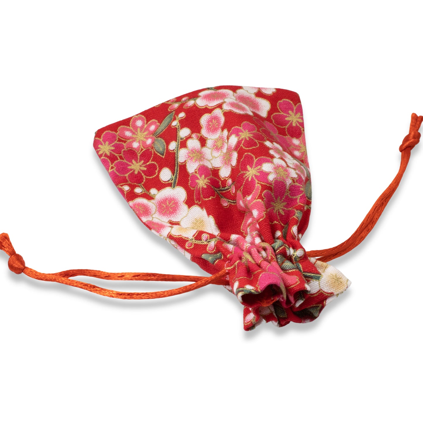 10 Red Floral Fabric Drawstring Bags - Small Cloth Pouches for Jewelry & Gifts