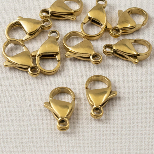 Gold Lobster Claw Clasps: 8x13mm Durable Stainless Steel Jewelry Connector 10Pcs