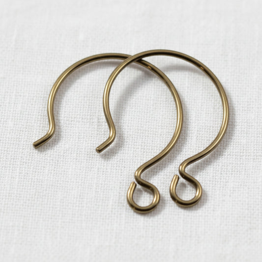 Antique Brass Niobium Circle Hoop Ear Wires, Hypoallergenic, USA Made, 10-Pack
