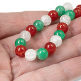 Festive 150pc Red, Green & White 8mm Cracked Glass Beads Set for DIY Jewelry