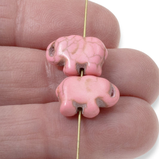 20 Pink Elephant Beads - Small Lucky Elephants - Animal Beads for DIY Jewelry