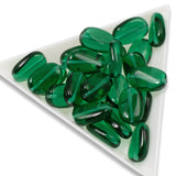 25 Emerald Green Wavy Oval Czech Glass Beads, Ideal for DIY Christmas Jewelry