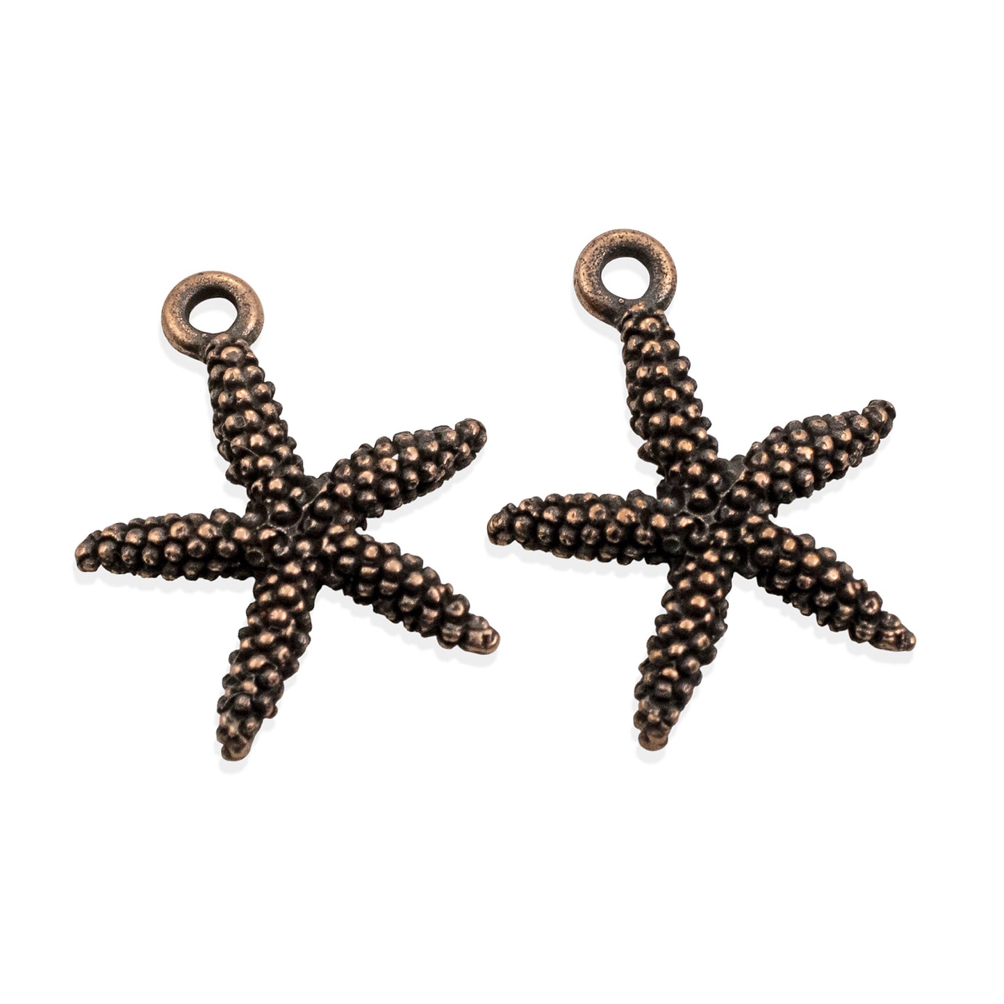 Starfish Charms: 2Pcs Antique Copper Plated Pewter 20mm Beach Ocean Coastal Nautical Jewelry
