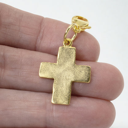 Gold Cross Clip-On Charm: 24k Plated Religious Pendant Purse Bag Accessory