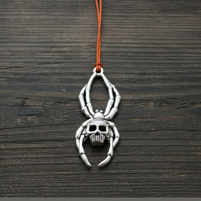 Skull Spider Charms Silver, 5-Pack Halloween Skeleton Pendants, Gothic Jewelry Making