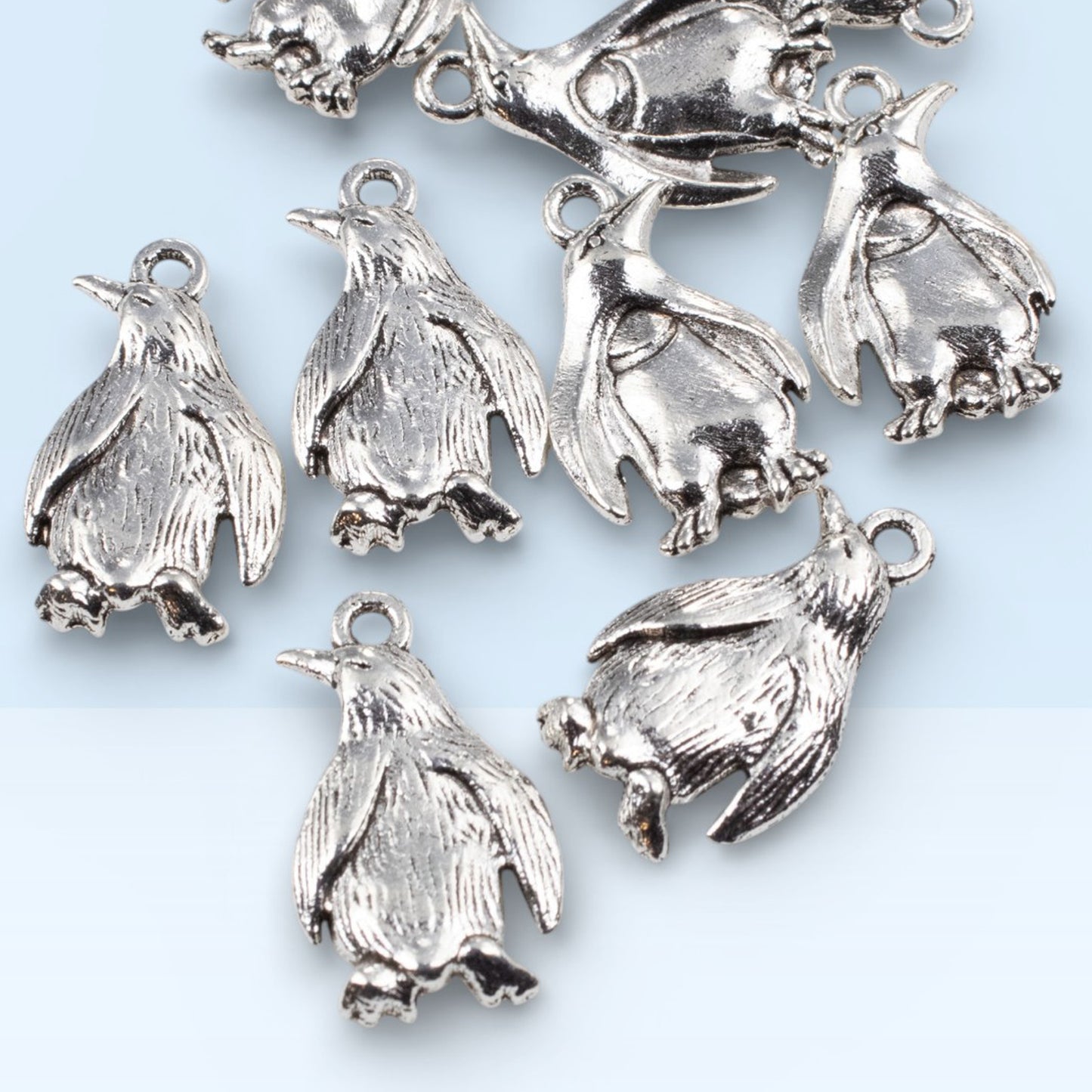 Penguin Charms 10-Pack Silver Metal Pendants Wildlife Animal Lover Accessories