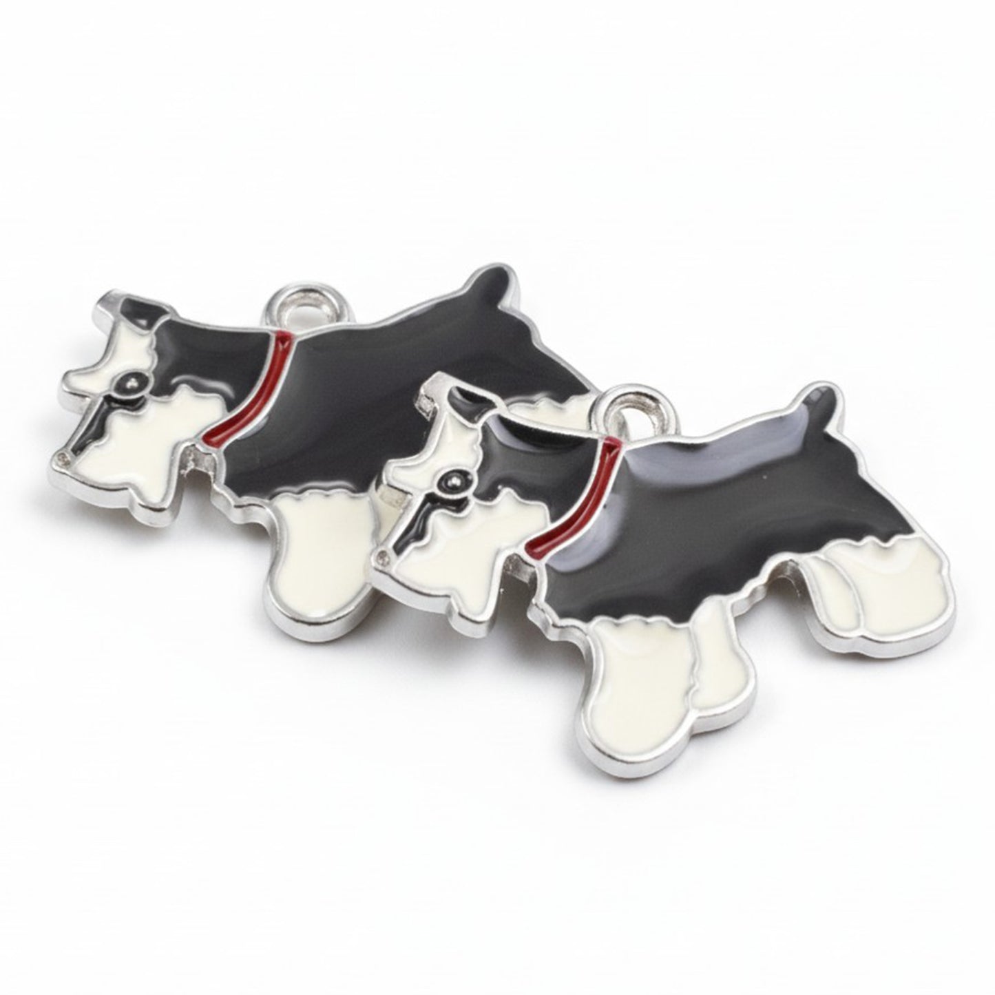Schnauzer Dog Enamel Charms 6-Pack: Silver Metal Pendants Dog Mom Accessories
