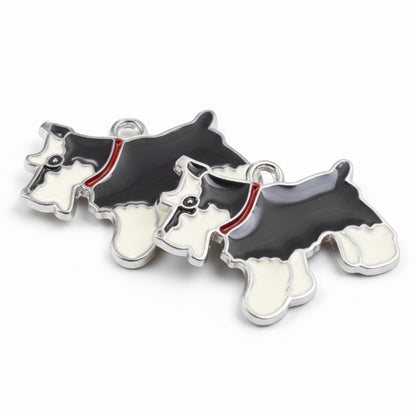 Schnauzer Dog Enamel Charms 6-Pack: Silver Metal Pendants Dog Mom Accessories