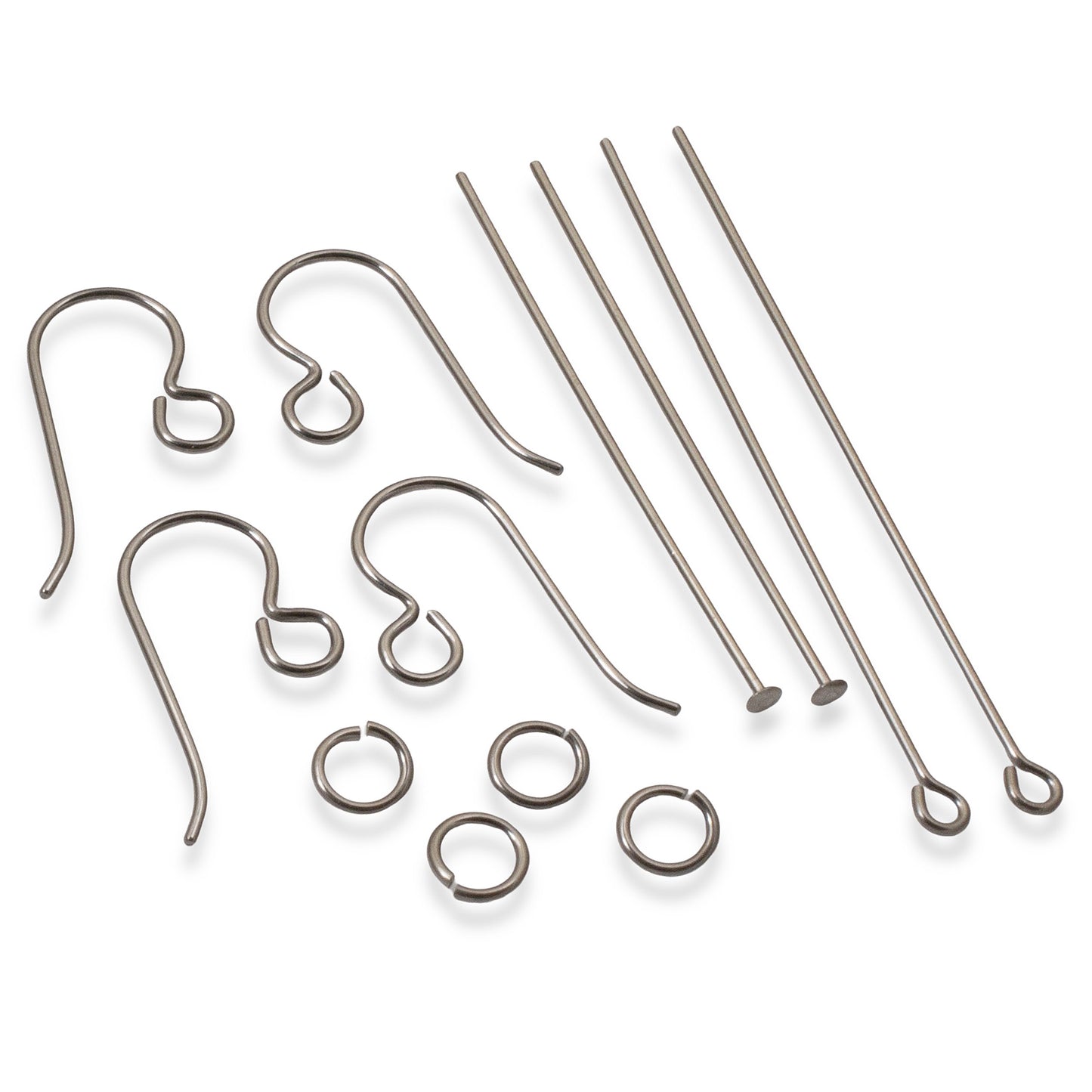 Niobium Earring Kit Gray, Complete Findings for 2 Pairs, Just Add Beads, Hypoallergenic Jewelry Making