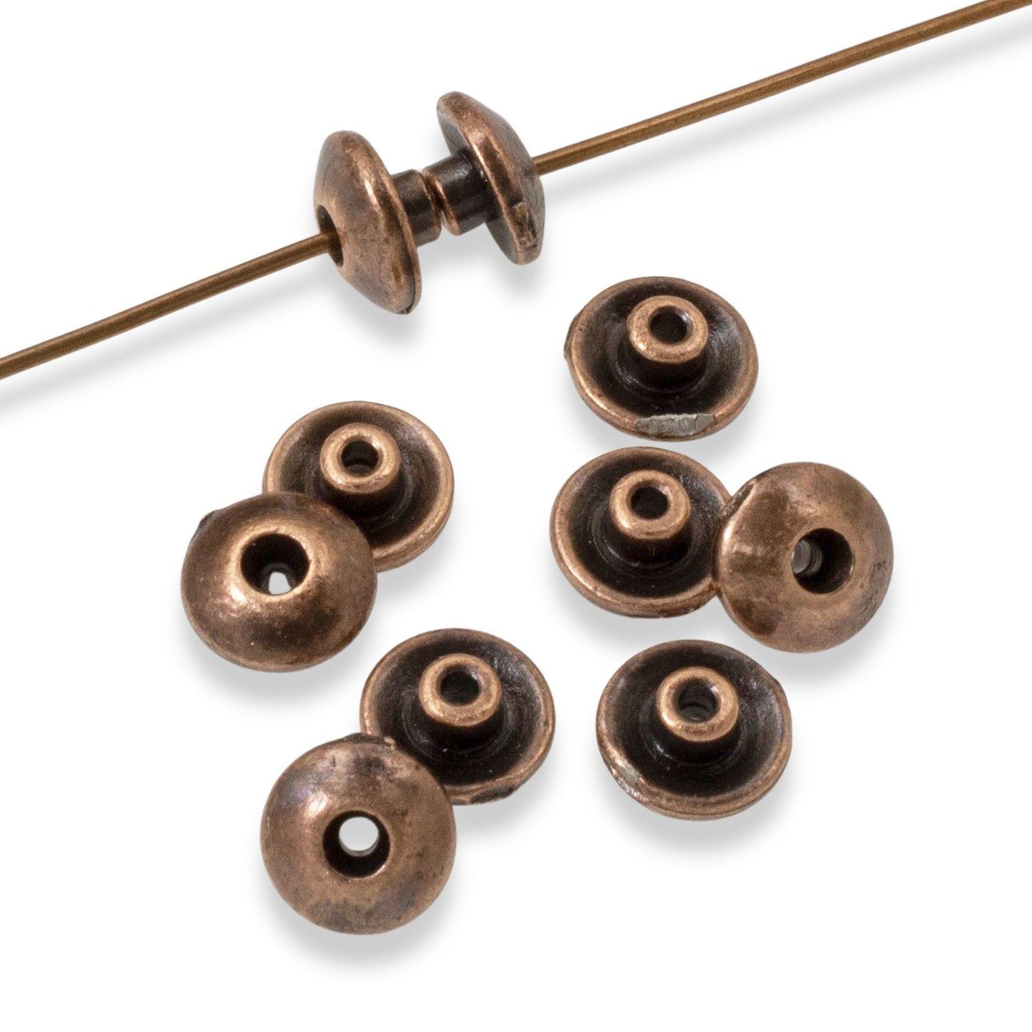 10 Copper Classic 6mm BeadAligner + 2mm Peg, Large Hole Bead Stabilizers