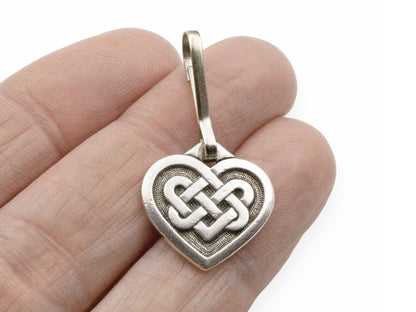 Celtic Heart Zipper Charm, Pewter Knot, Bag Accessory, Keychain Purse Decoration