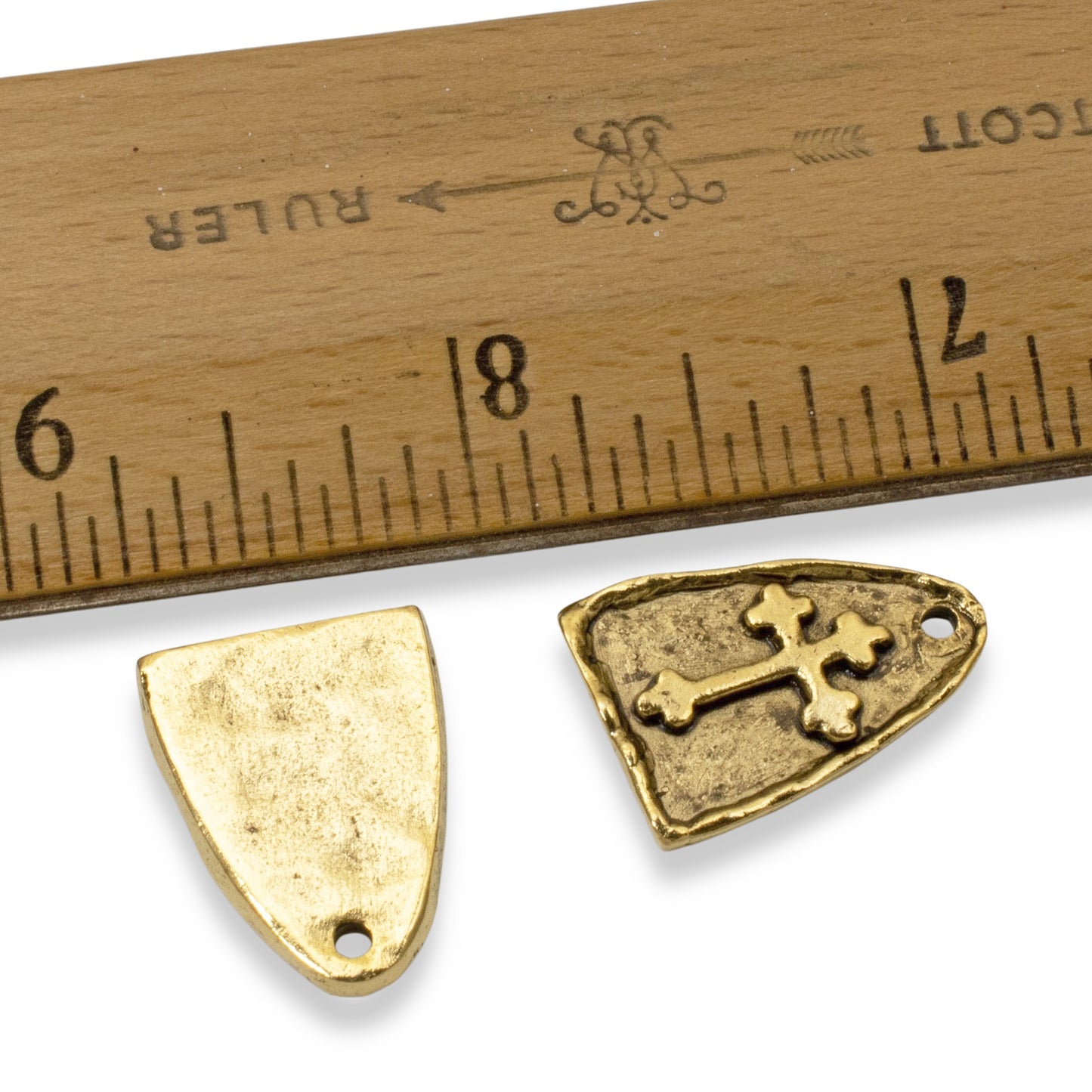 Gold Arch Cross Medallion Charms, Gothic Religious Pendant, 2-Pack