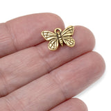 2 Gold Butterfly Charms, Monarch Butterflies, TierraCast Insect Charms
