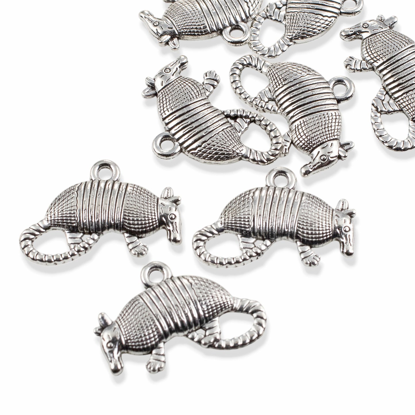 Armadillo Charms 10Pcs, Antique Silver Metal Pendants, DIY Texas Jewelry Making